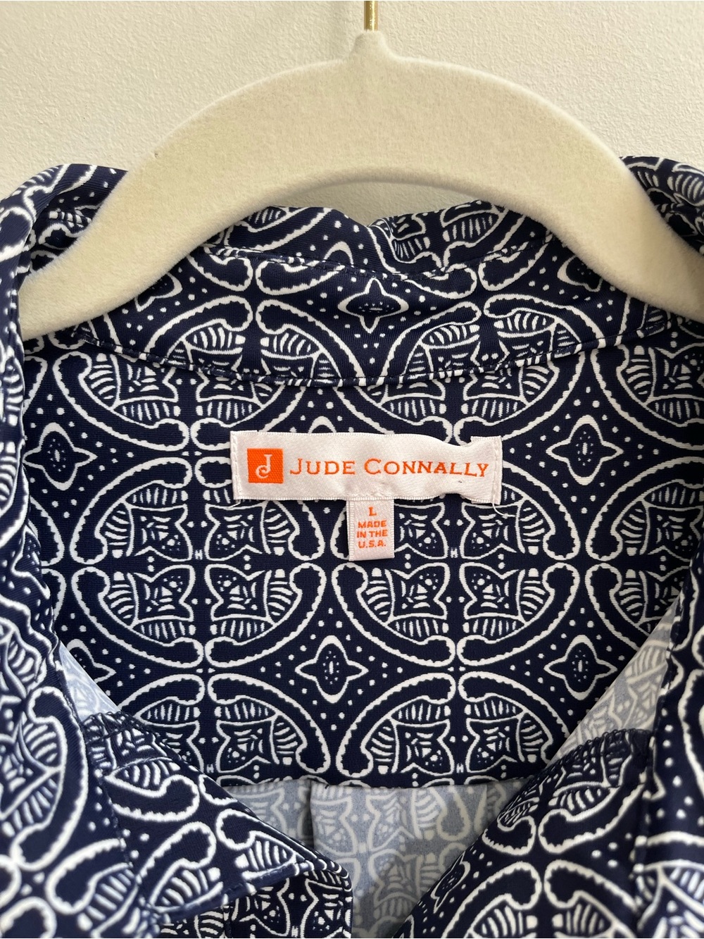 Jude Connally Hadley Tunic Top Batik Medallion Navy Jude Cloth Stretch Large - Picture 7 of 8